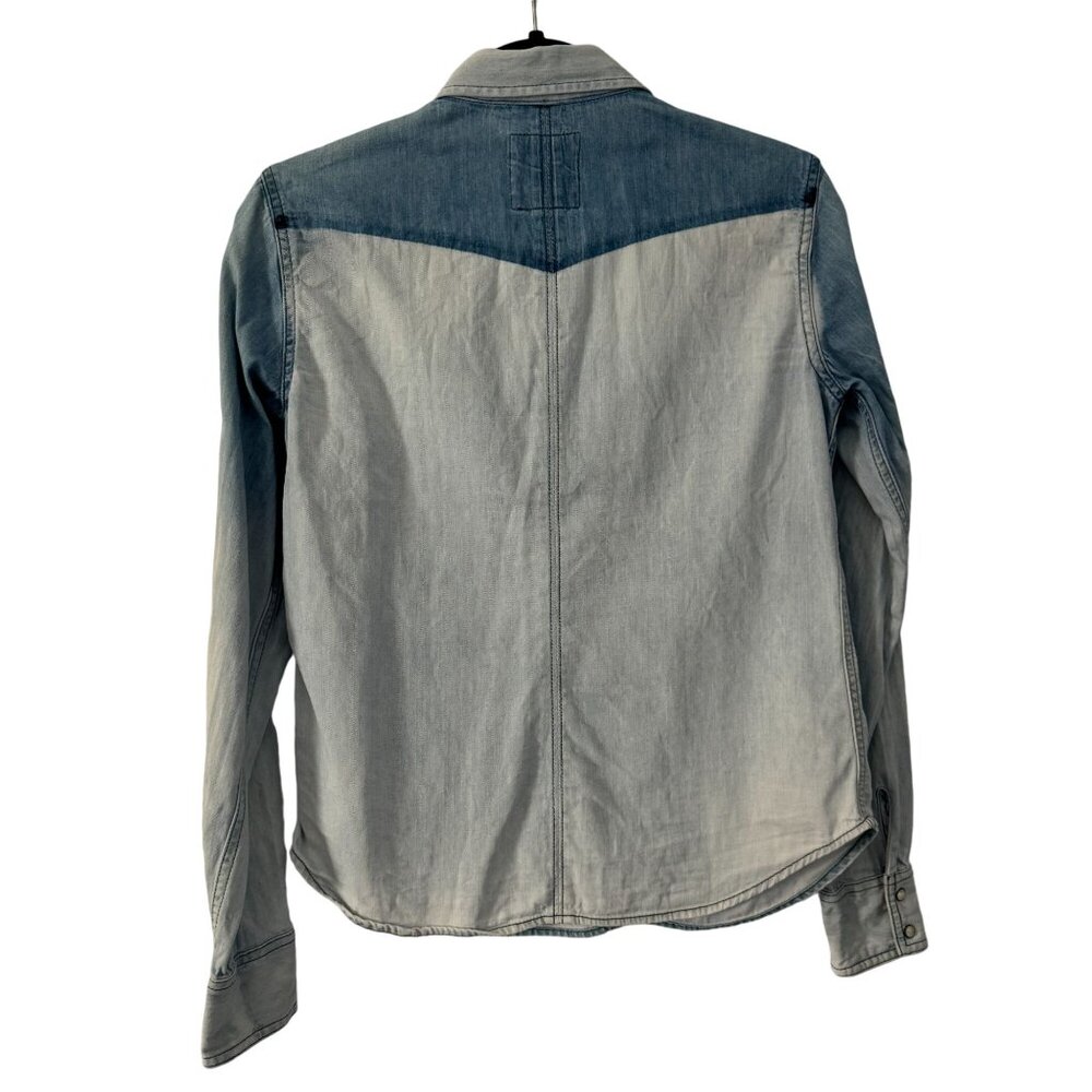 American Eagle Outfitters Women's Denim Button-Up Shirt S/P Two Tone Blue - Picture 2 of 8